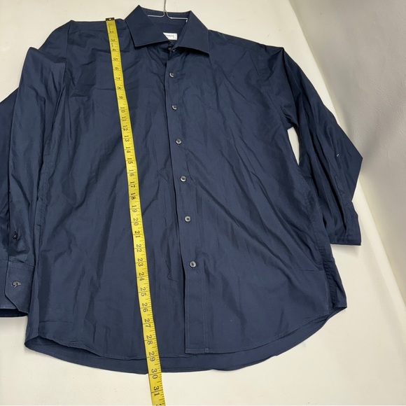 YVES SAINT LAURENT MENS DRESS SHIRT size 17 navy blue - Picture 3 of 11